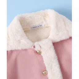 Mark & Mia Full Sleeves Solid Winter Jacket With Fur Detailing & Pockets - Pink image 3
