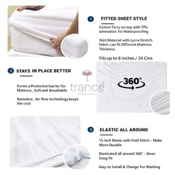 Trance Home Linen Premium 220 GSM Mattress Protector for Single Size Bed Waterproof Bed Protector  78 x 36 Inch - Yellow image 4