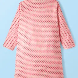 EARTHY TOUCH Woven Full Sleeves Kurta Pajama Set with Embroidery - Pink image 4