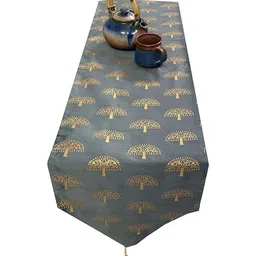 Pink Parrot Grey & Yellow Printed Table Runner-picture-20