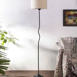 new era Basic Iron Floor Lamp with Jute Shade (Black & White) image 2