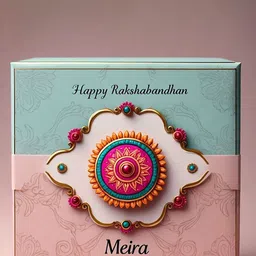 MEIRA JEWELLERY Set Of 2 Rakhi With Greeting Card & Roli Chawal image 2