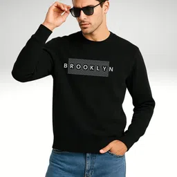 KART BLACK Stylish Typography Printed Round Neck Cotton Pullover image 2