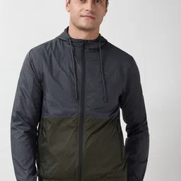 Peter England Casuals Men Hooded Colourblocked Sporty Jacket-picture-24