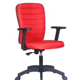 S J Corporation Cuba Medium Back Executive Cushion Chair With Adjustable Arms- Red image 2