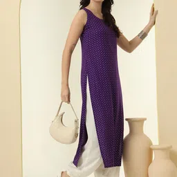 NYPA Bandhani Printed Sleeveless Straight Kurta With Harem Pants image 5