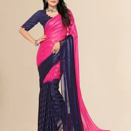 Moda Rapido Colourblocked Striped Saree-picture-38