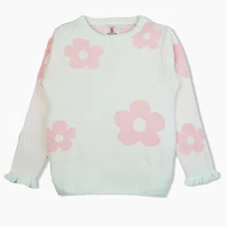 Bodycare Girls Floral Printed Woollen Full Sleeves Round Neck Pullover Sweaters-image-92