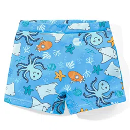 Babyhug Sea Life Printed Swimming Trunk - Blue-image-17