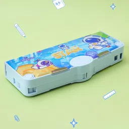 ZOE Pencil Box with Space Theme Print - Light Blue image 1