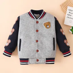 Mark & Mia Full Sleeves Bomber Jacket With Teddy Bear Print & Embroidery - Grey-picture-13