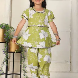 Cutiekins Girls Floral Printed A-Line Kurta with Dhoti Pants-picture-15