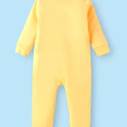 Babyhug Cotton Interlock Knit Full Sleeves Tiger Printed Footed Sleepsuit - Yellow image 2