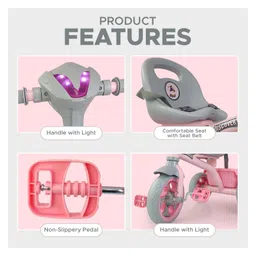 Dash Discover Kids Tricycle with Music  Light  Storage Basket  Safety Belt  Adjustable Height - Pink image 2