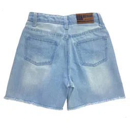 Knit N Knot Denim Mild Washed Distressed Shorts - Light Blue image 3