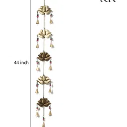 DULI Metal Lotus Latkan Windchime Hanging 44 inch |Metal Wall Hanging with Hanging Bells for Home Decoration image 2