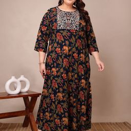 Fashion Zest Floral Embroidered Fit & Flare Maxi Dress-picture-32