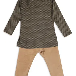 Vastramay Full Sleeves Motif Print Kurta With Pyjama - Black image 4