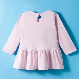 Tango Single Jersey Knit Full Sleeves Top & Leggings Set With Floral Print & Bow Applique - Pink image 3