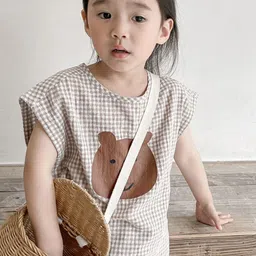 LULU & SKY Girls Checked Extended Sleeves Boxy Regular Top image 4