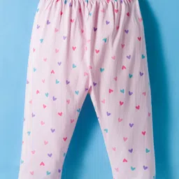 Tango Single Jersey Knit Full Sleeves Top & Leggings Set With Floral Print & Bow Applique - Pink image 4