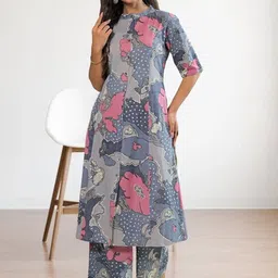 NAVYAAZRI Women Floral Printed Regular Pure Cotton Kurta with Palazzos-picture-11