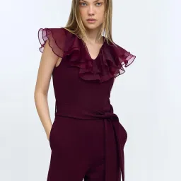 Cover Story Wine Solid Jumpsuit image 5