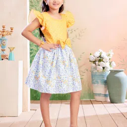 BAESD Girls Polka Dots Printed Bow Fit & Flare Dress image 4