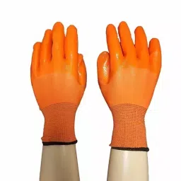 SSWW PVC Hand Gloves Orange S Size, SSWW-8 (Pack of 50 Pair) image 1