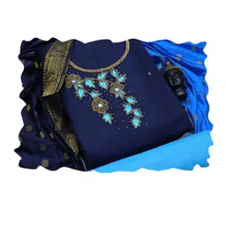 HERE&NOW Embroidered Beaded Unstitched Dress Material-picture-18