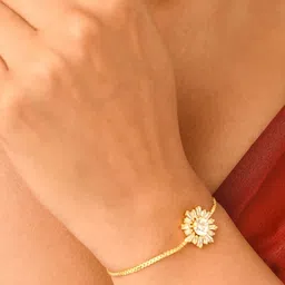 ABDESIGNS Women Gold-Plated American Diamond Studded Wraparound Bracelet image 4
