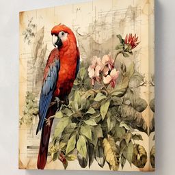 Livin'luxe Beige & Blue Parrot Printed Canvas Wall Art-picture-7