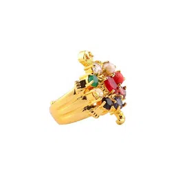 GenZcomplex Gold-Plated Brass Crystals Finger Ring-picture-25
