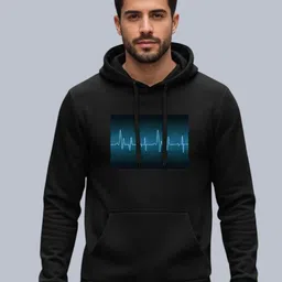 VILLAIN Unisex Heartbeat Graphic Printed Hooded Pullover Sweatshirt-picture-12