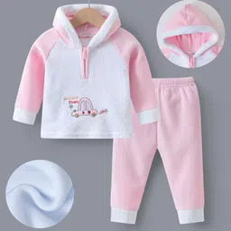 Kookie Kids Full Raglan Sleeves Hooded T-Shirt & Pyjama Set - Pink-image-27