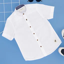 Pantaloons Junior Cotton Half Sleeves Solid Shirt - White-image-75