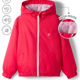 Pine Active Knit Full Sleeve Ultra Comfort Lightweight Windbreaker Athleisure Hooded Jacket - Red-picture-14