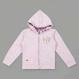 Actuel Knit Full Sleeves Textured & Bear Patch Detailed Hooded Bomber Jacket - Purple-image-24