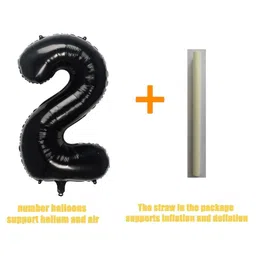 Shopping Time Black 2 Number Foil Balloon - Black image 3