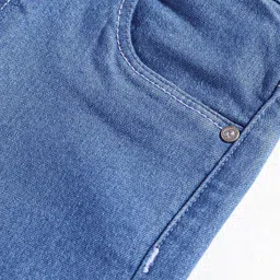 Babyhug Full Length Denim Washed Jeans with Stretch - Medium Blue image 3