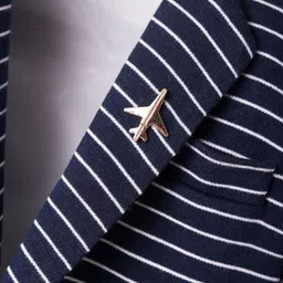 Rikidoos Full Sleeve Striped Blazer - Navy Blue image 3