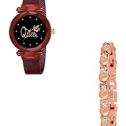 CSAMON Women Dial Analogue Watch with Bracelet Queen Red maganet copper Bracelet-picture-39