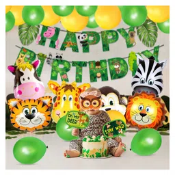 Zyozi Jungle Theme Birthday Decorations Items Multicolor - Pack of 63 image 4