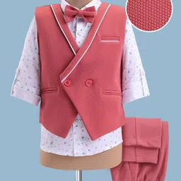 Mark & Mia Full Sleeves Printed 3 Piece Party with Bow - Pink image 4