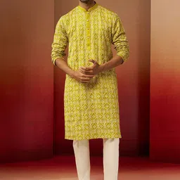 VASTRAMAY Men Ethnic Motifs Printed Kurta with Trousers-picture-31