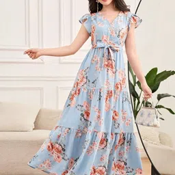 Sangria Floral Printed Fit & Flared Maxi Dress image 5