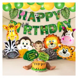 Zyozi Jungle Theme Birthday Decorations Items Multicolor - Pack of 63 image 5