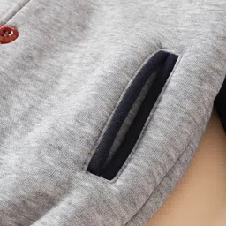 Mark & Mia Full Sleeves Bomber Jacket With Teddy Bear Print & Embroidery - Grey image 5