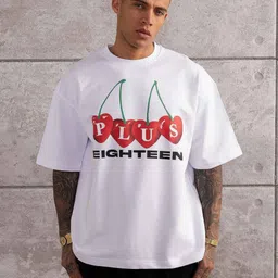 LAUREN ADAMS Typography Printed Drop Shoulder Sleeves Pure Cotton Oversized T-Shirt-image-70