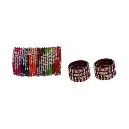 SOMIL Set Of 32 Stone-Studded Bangles-picture-29